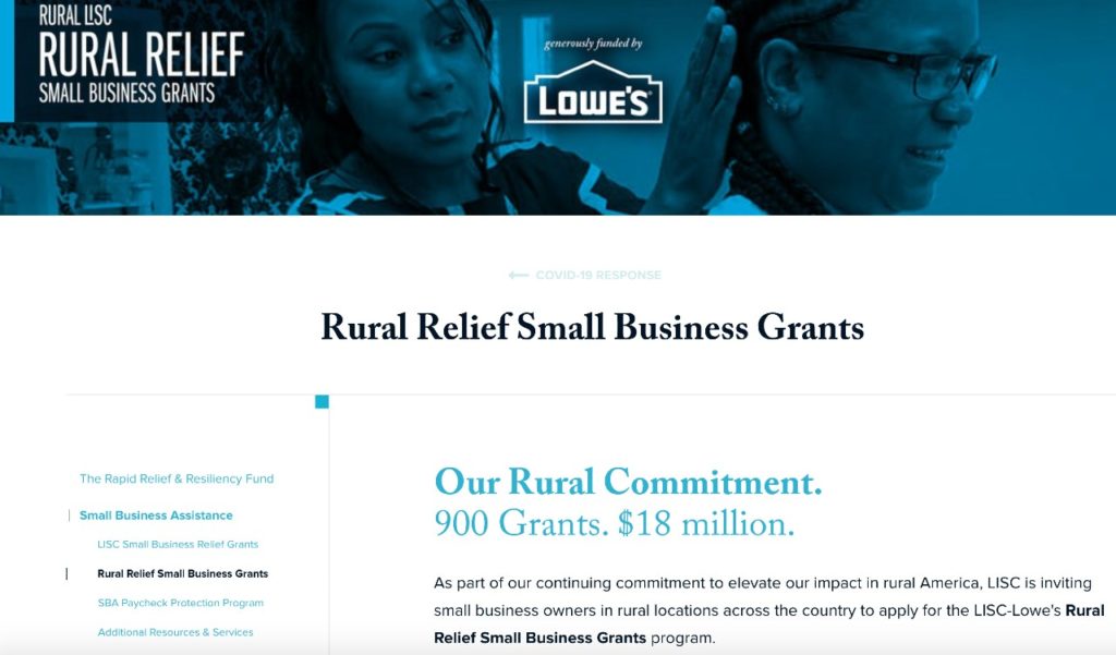 Image of hair stylist with client and overview of rural relief small business grants.