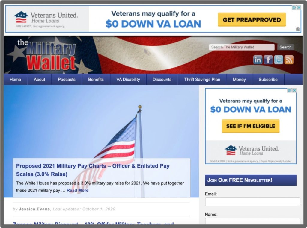 Military wallet home page