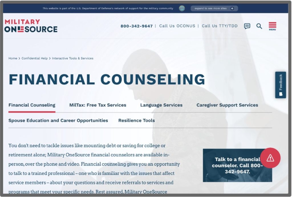 Military One's website provides support for members of the military and their families.